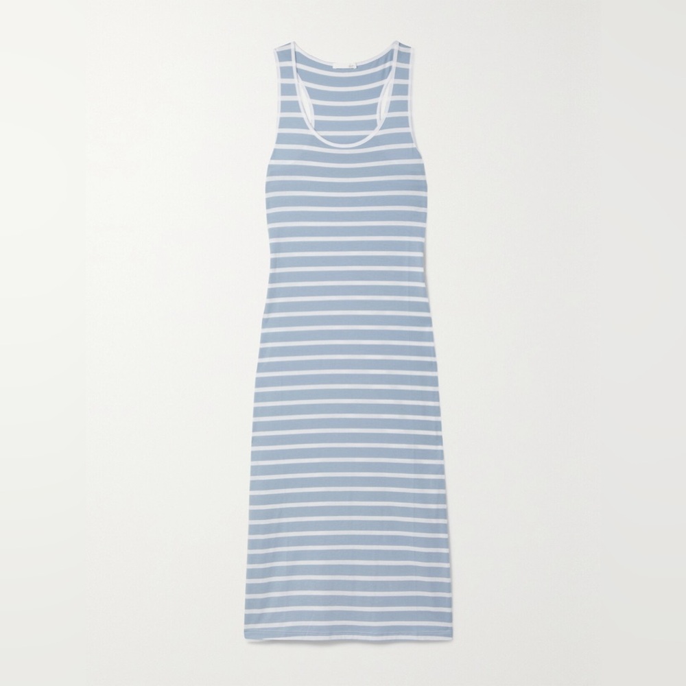SKIN Madilyn Striped Stretch-pima Cotton And Modal-blend Dress